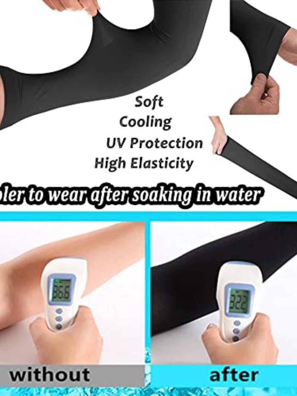 Cooling UV Protection Arm Sleeves for Men Women, 4 Pack Sports Compression - Picture 4 of 7